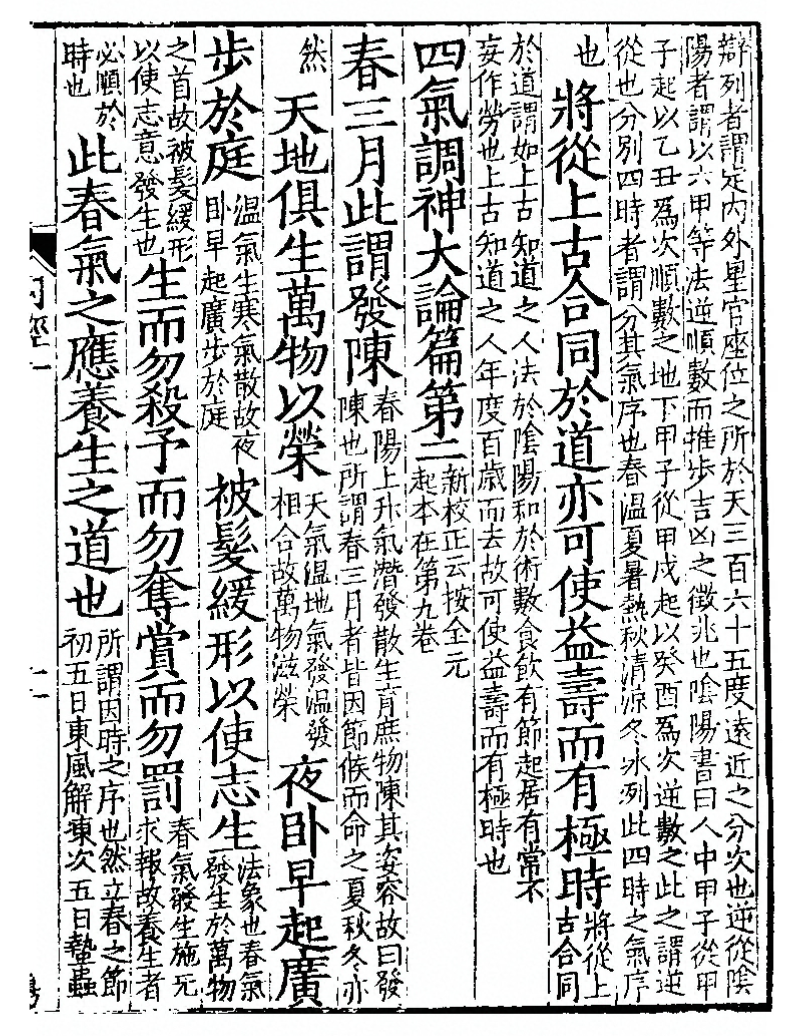 文章标题-1 四气调神大论篇第二