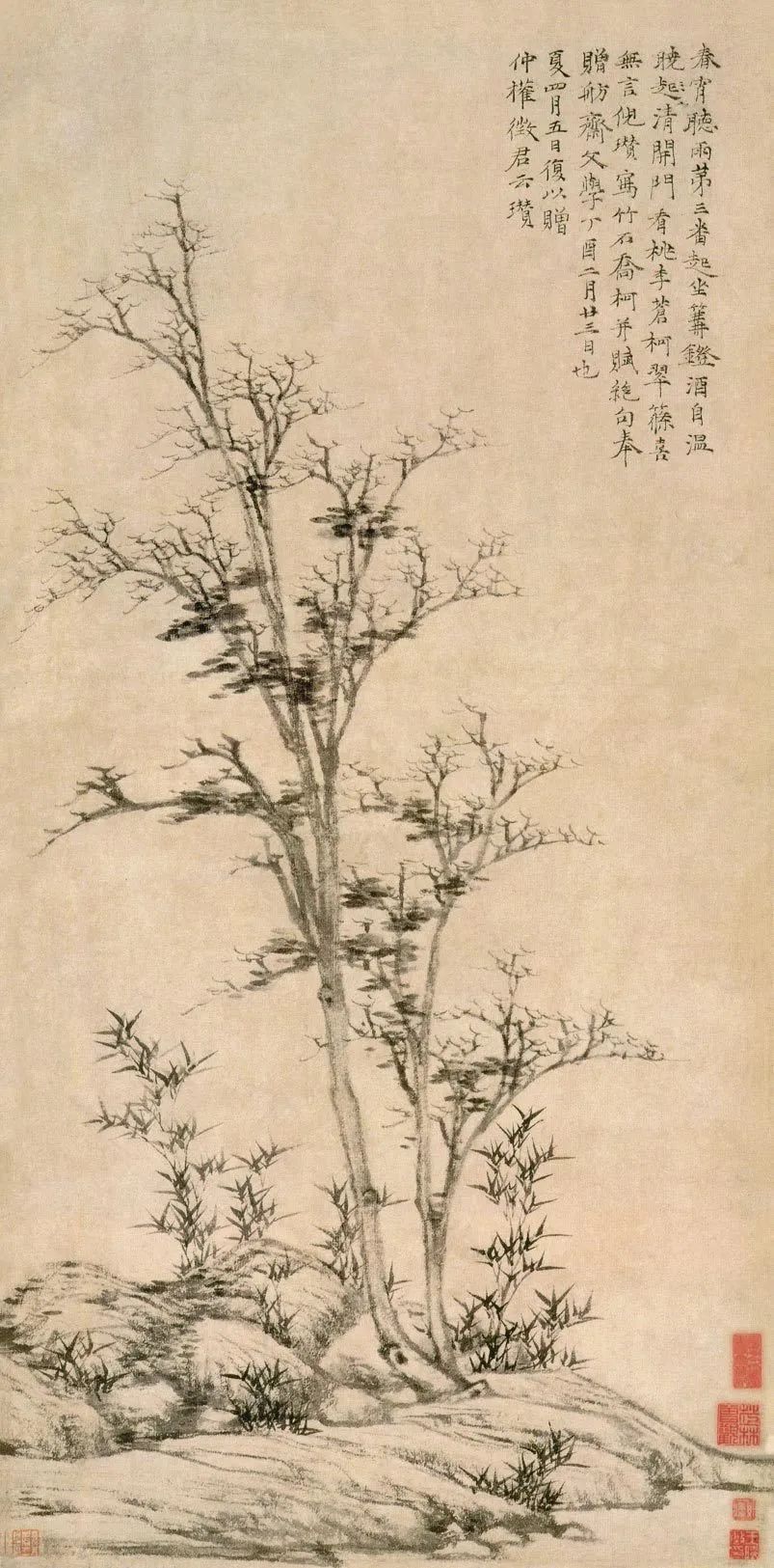 倪瓒如此相似的两幅竹石图，孰真孰假？